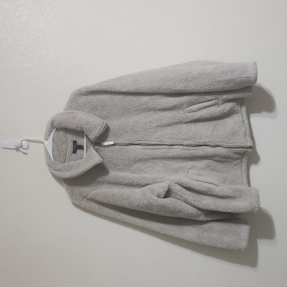 Torrid Sherpa Zip Up Jacket in Beige/Tan Size 4 (X) - Picture 4 of 11